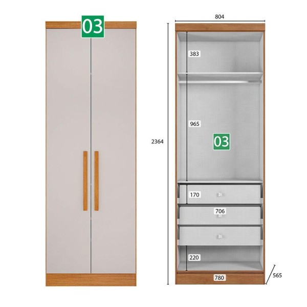 Encontraproduto.com.br - Guarda-roupa Em Mdf Com 12 Portas E 8 Gavetas Cumaru/fendi