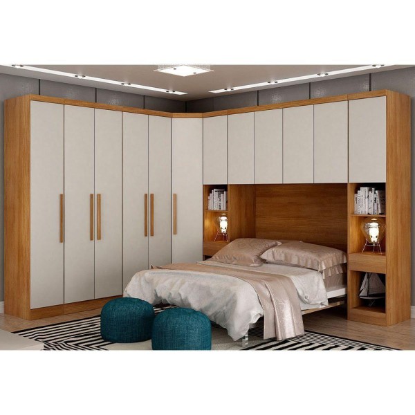 Encontraproduto.com.br - Guarda-roupa Em Mdf Com 12 Portas E 8 Gavetas Cumaru/fendi
