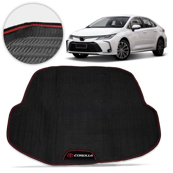 Encontraproduto.com.br - Tapete Bandeja Porta Malas PVC Corolla 2020 2021 2022 2023 2024 Com Logo Bordado Concept 3D
