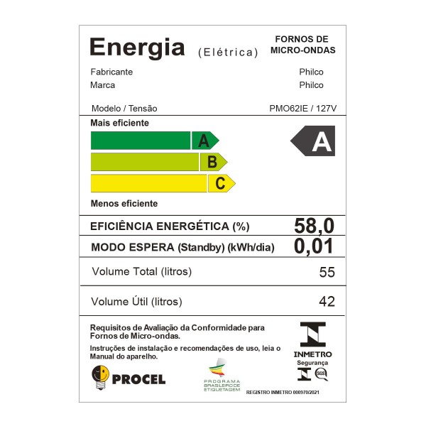 Encontraproduto.com.br - Micro-ondas Philco Pmo62ie 55l 1500w Espelhado 127V