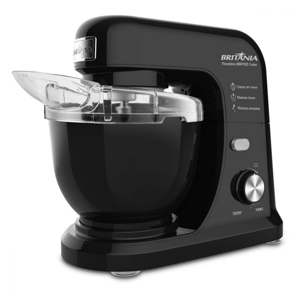 Encontraproduto.com.br - Batedeira Planetária Britânia 4 Litros 700W Preta BBP700P – 127 Volts