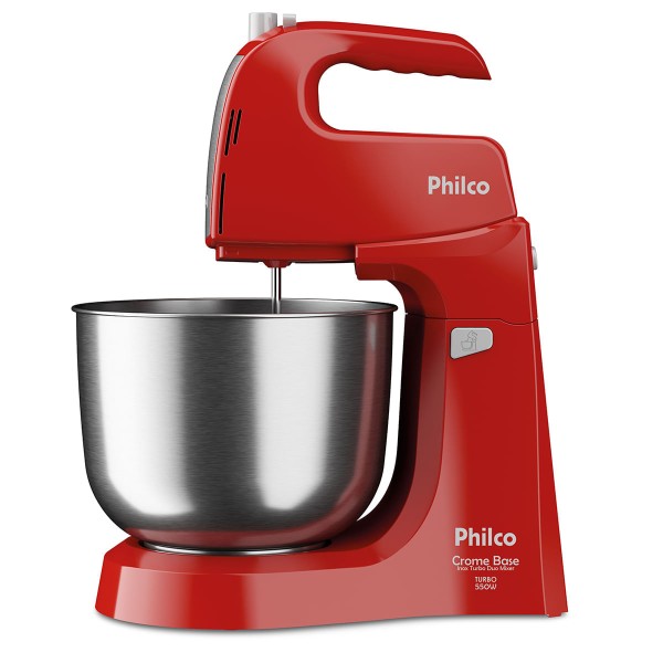 Encontraproduto.com.br - Batedeira Philco Crome Base Inox Turbo Duo Mixer 4L 550W 220V