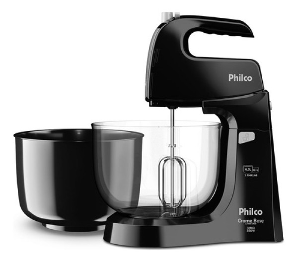Batedeira Philco Crome Base Cristal Preta 550W 127V