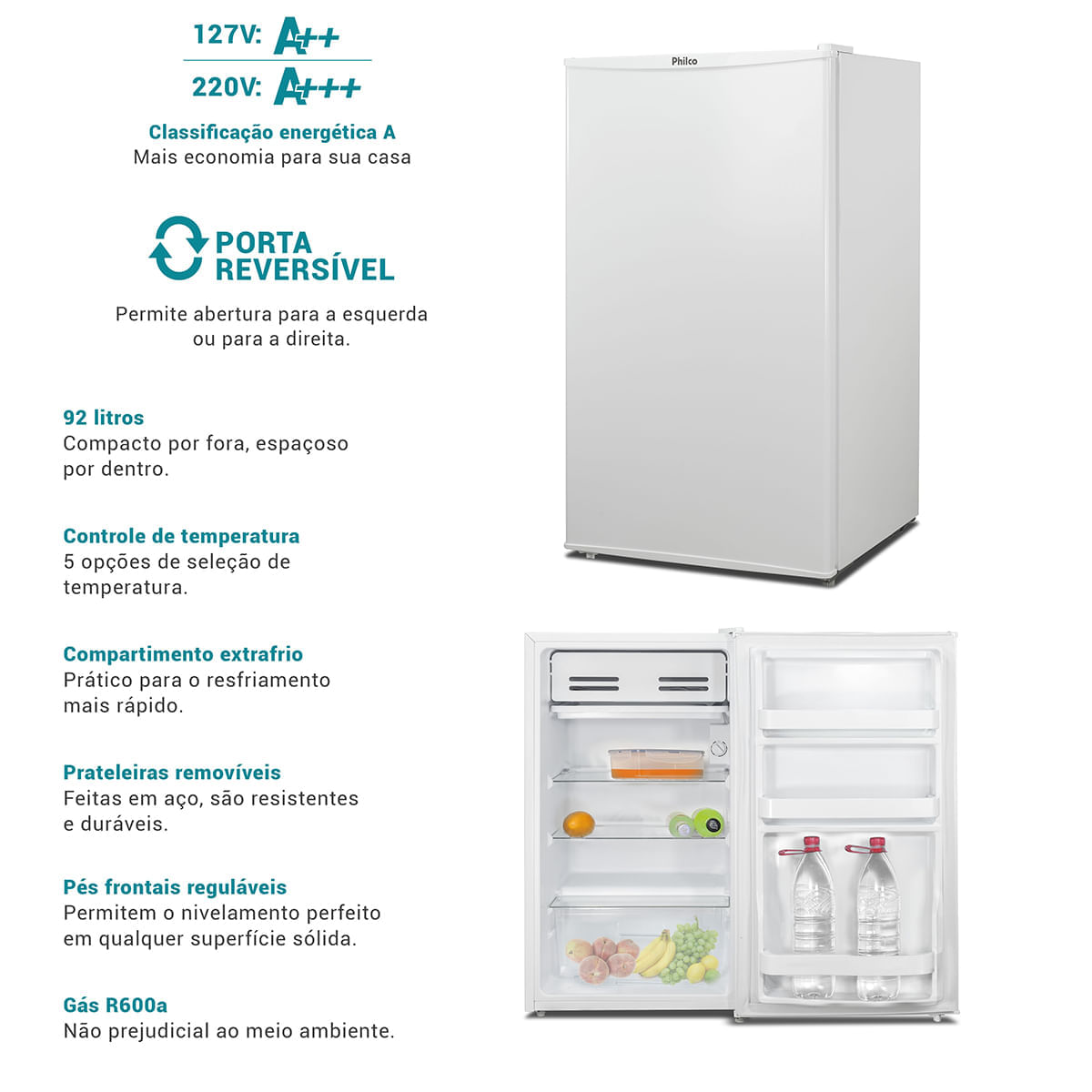 Encontraproduto.com.br - Frigobar Philco 93L PFG114 6 Níveis de ajustes