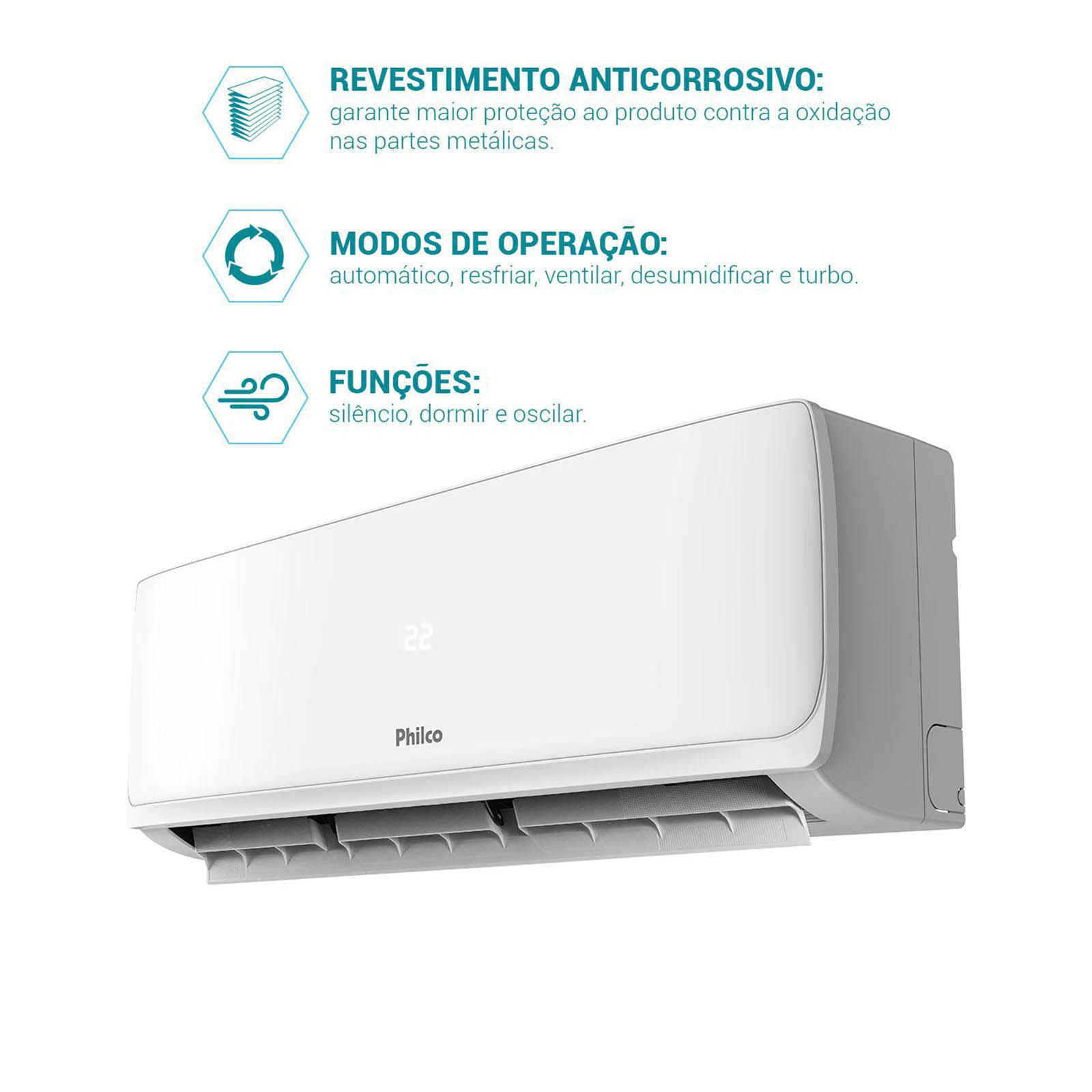 Encontraproduto.com.br - Ar Condicionado Split Hi Wall Philco PAC18FB Inverter 18.000 Btus Frio 220V R-32