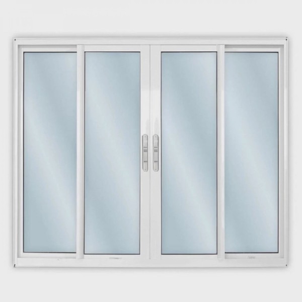 Encontraproduto.com.br - Janela De Alumínio De Correr 120x120cm 4 Folhas 2 Fixas Com Vidro Liso Linha Solida MGM