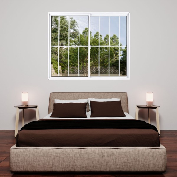 Encontraproduto.com.br - Janela de Correr 2 Folhas 120x120cm com Grade Vidro Liso Branco MGM