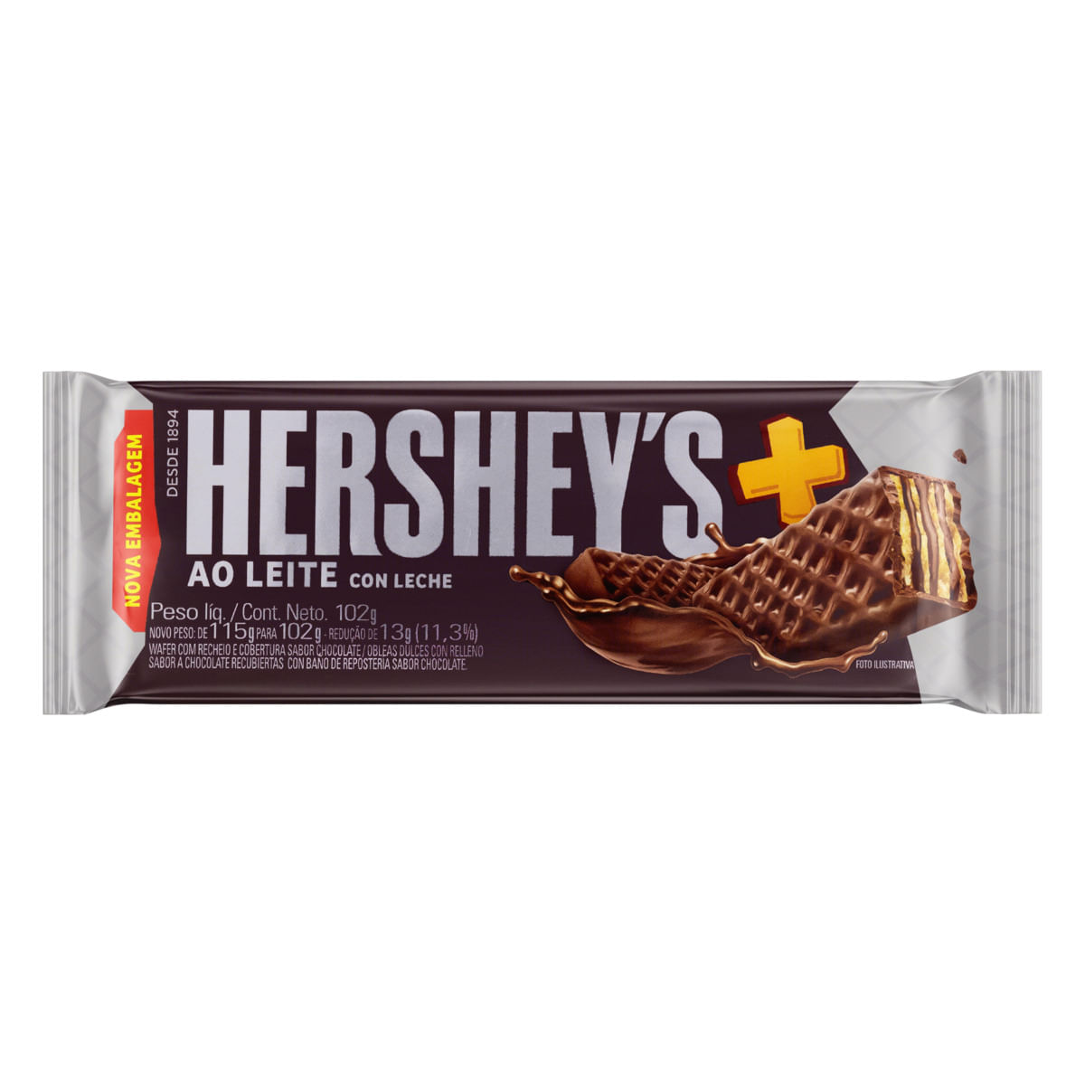 Encontraproduto.com.br - Wafer com Recheio e Cobertura Chocolate ao Leite Hersheys Mais Pacote 102g