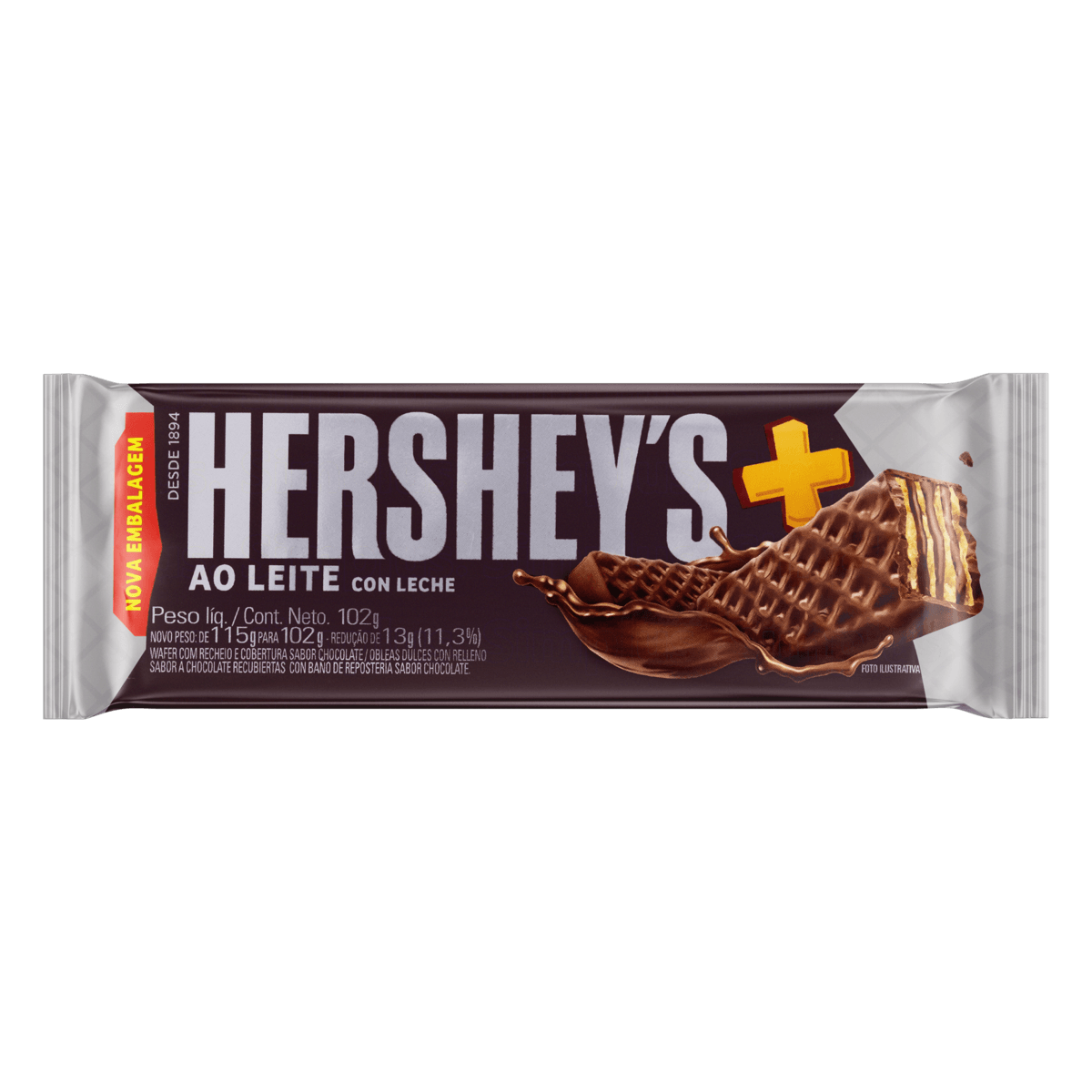 Encontraproduto.com.br - Wafer com Recheio e Cobertura Chocolate ao Leite Hersheys Mais Pacote 102g