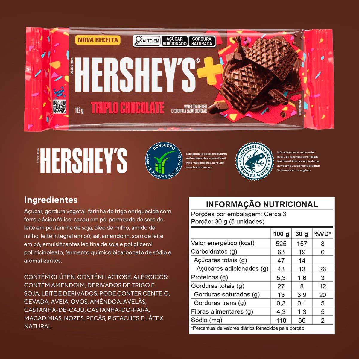 Encontraproduto.com.br - Chocolate Hersheys W. Triplo Chocolate 102g