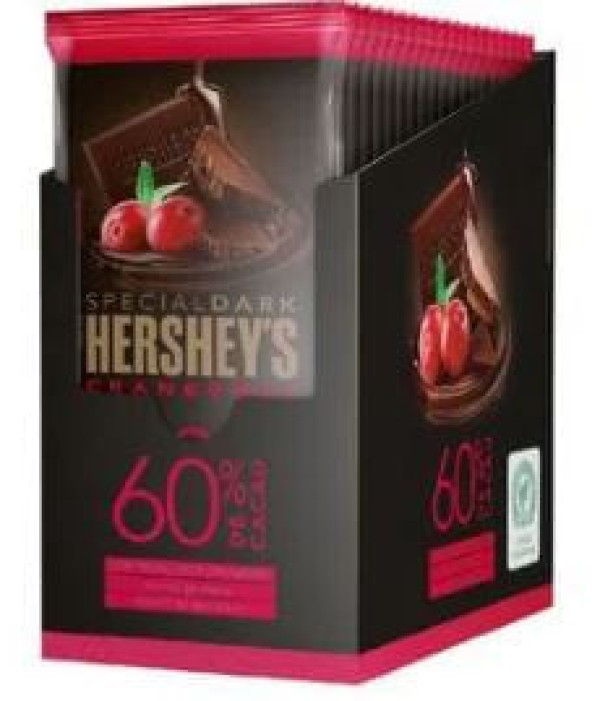Encontraproduto.com.br - Chocolate Amargo 60% Cacau com Pedaços de Cranberry Hersheys Special Dark Pacote 85g