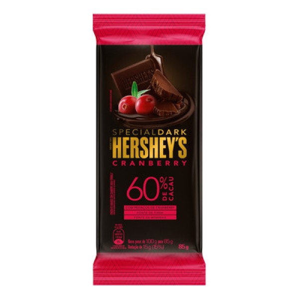 Encontraproduto.com.br - Chocolate Amargo 60% Cacau com Pedaços de Cranberry Hersheys Special Dark Pacote 85g