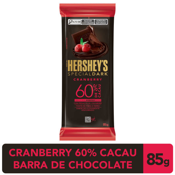 Encontraproduto.com.br - Chocolate Amargo 60% Cacau com Pedaços de Cranberry Hersheys Special Dark Pacote 85g