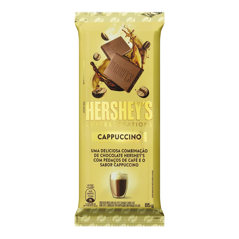 Encontraproduto.com.br - Chocolate Mesclado, ao Leite e Branco com Pedaços de Café Cappuccino, Café com Leite e Chocolate Hersheys Coffee Creations Pacote 85g