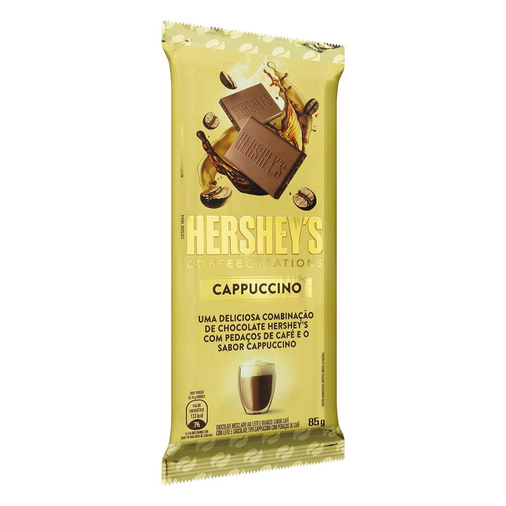 Encontraproduto.com.br - Chocolate Mesclado, ao Leite e Branco com Pedaços de Café Cappuccino, Café com Leite e Chocolate Hersheys Coffee Creations Pacote 85g