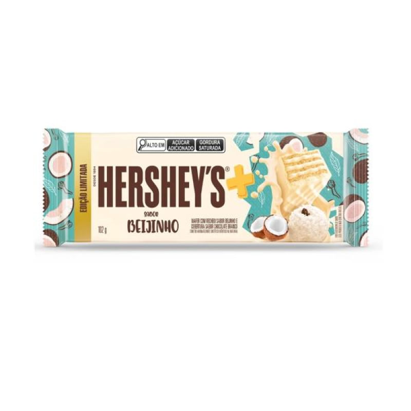 Wafer mais com recheio sabor beijinho e cobertura de chocolate branco com 102g - Hersheys