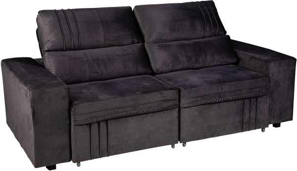 Sofá 3 Lugares Retrátil E Reclinável Malta Berflex Cinza 220Cm