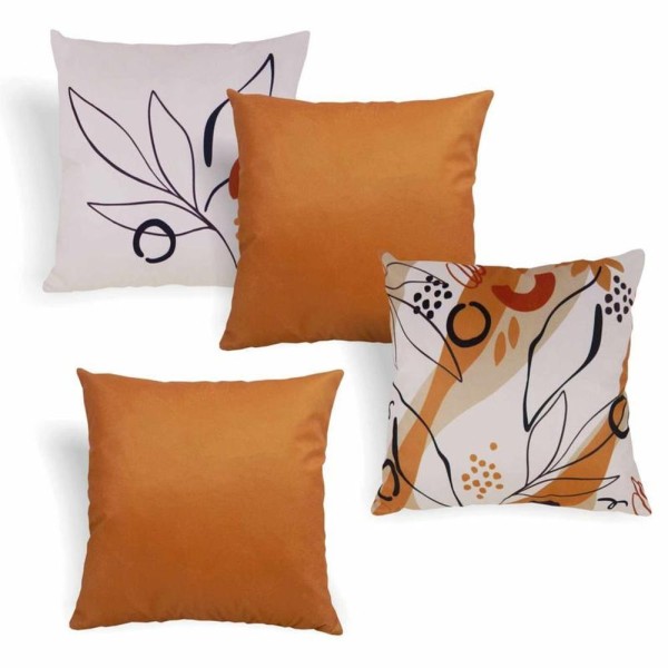 Encontraproduto.com.br - Kit Com 4 Capas De Almofada Prado 44x44cm Tons Ferrugem