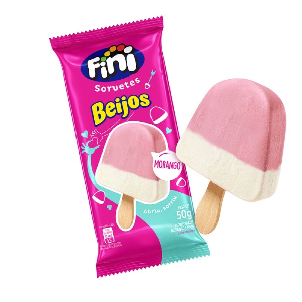 Encontraproduto.com.br - Sorvete Picolé Morango Beijos Fini 45 g