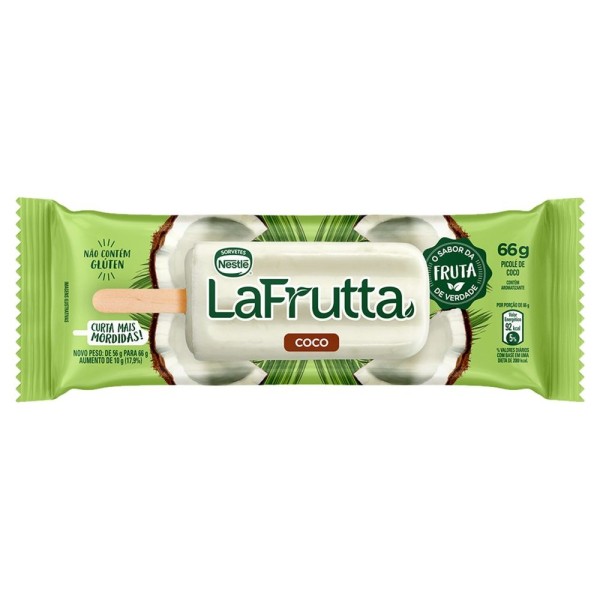 Encontraproduto.com.br - Picolé sabor Coco La Frutta Pacote 66g