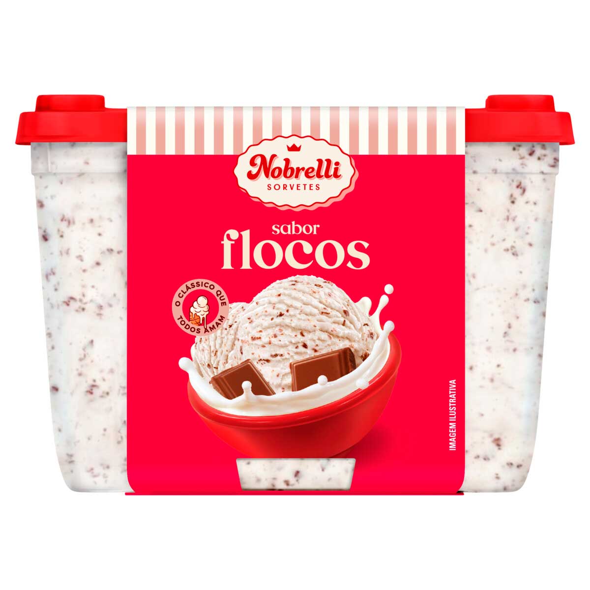 Encontraproduto.com.br - Sorvete Sabor Baunilha com Flocos Chocolate Nobrelli 1,3L
