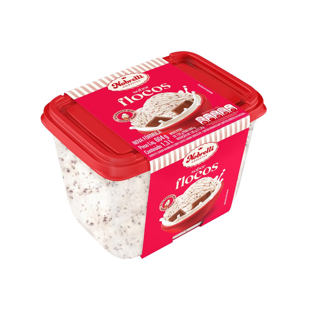 Encontraproduto.com.br - Sorvete Sabor Baunilha com Flocos Chocolate Nobrelli 1,3L