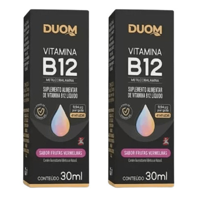 Kit C/2 Vitamina B12 Gotas 30ML Frutas Vermelhas - Duom