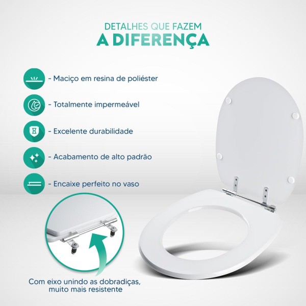 Encontraproduto.com.br - Assento Sanitario Poliester Fast Ebano (Preto) para Vaso Deca  - Luxo