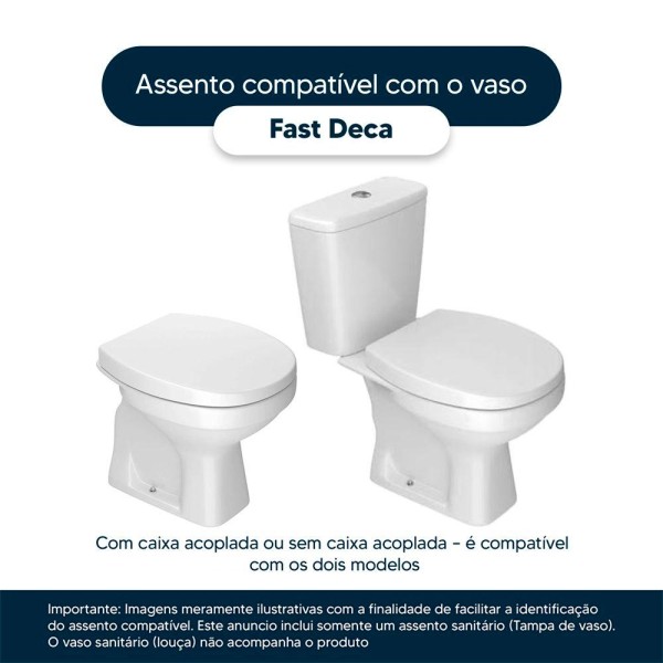 Encontraproduto.com.br - Assento Sanitario Poliester Fast Ebano (Preto) para Vaso Deca  - Luxo