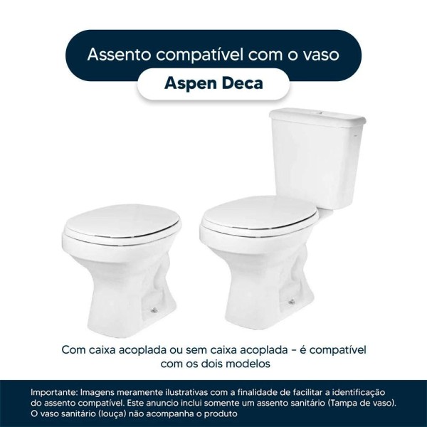 Encontraproduto.com.br - Assento Sanitário Poliester Antibacteriano Aspen Branco para Vaso Deca