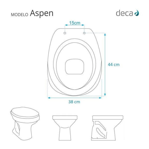 Encontraproduto.com.br - Assento Sanitário Poliester Antibacteriano Aspen Branco para Vaso Deca