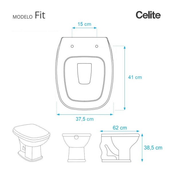 Encontraproduto.com.br - Assento Sanitario Fit Branco Para Vaso Celite Com Ferragem Dourada