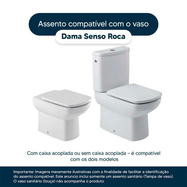 Encontraproduto.com.br - Assento Sanitario Poliester Antibacteriano Dama Senso Branco Para Vaso Roca