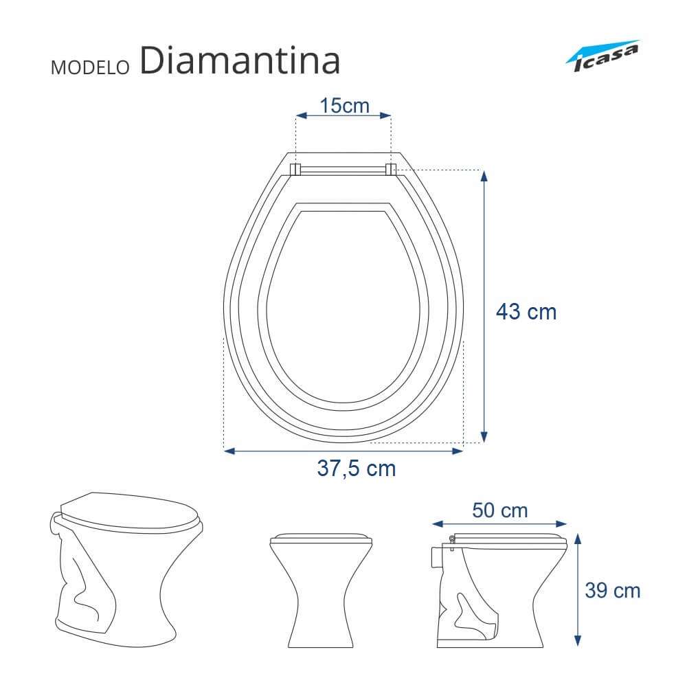Assento Sanitario Fechamento Lento Diamantina Branco Para Louça Icasa