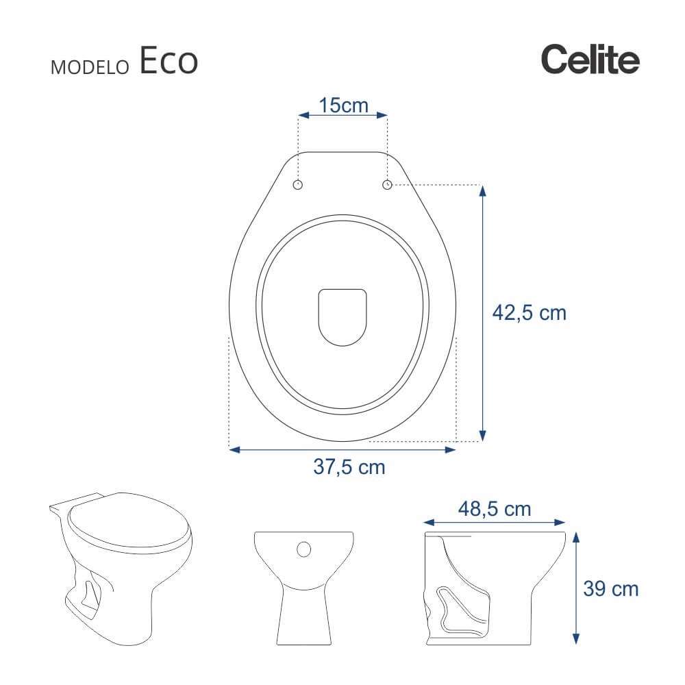 Tampa De Vaso Sanitario Com Amortecedor Eco Branco Para Bacia Celite