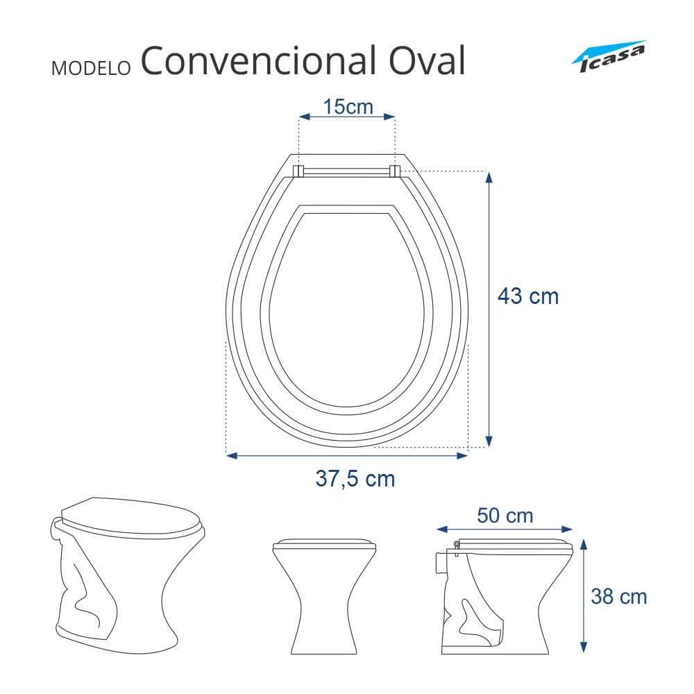 Tampa De Vaso Sanitario Com Amortecedor Convencional Oval Branco Para Bacia Icasa