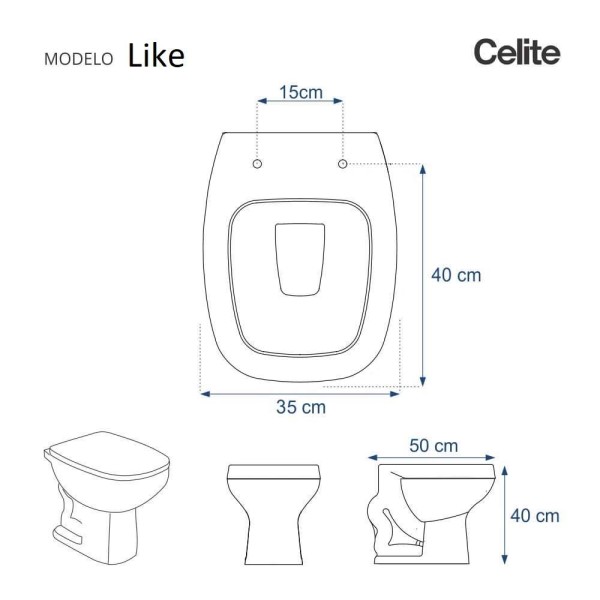 Encontraproduto.com.br - Tampa De Vaso Sanitario Com Amortecedor Like Branco Para Bacia Celite