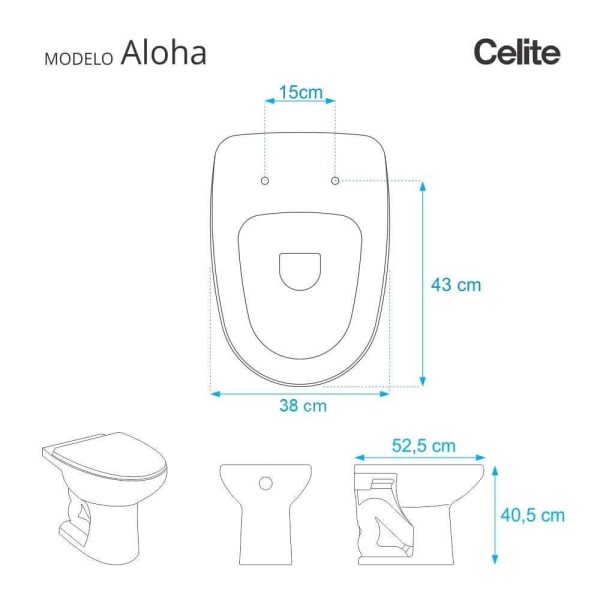 Encontraproduto.com.br - Tampa de Vaso Sanitário com Amortecedor Aloha Branco para Bacia Celite