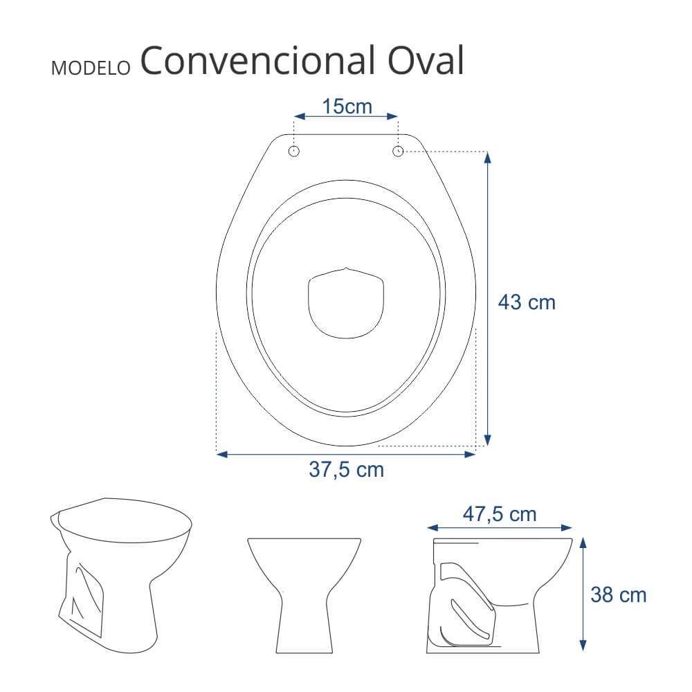 Tampa de Vaso Sanitário com Amortecedor Convencional Oval Azul