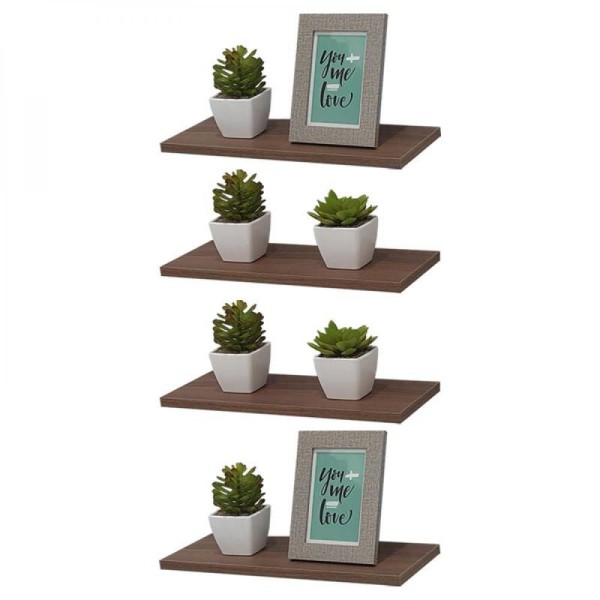 Encontraproduto.com.br - Kit 4 Prateleiras 30 X 10cm Nogal Suporte Invisível