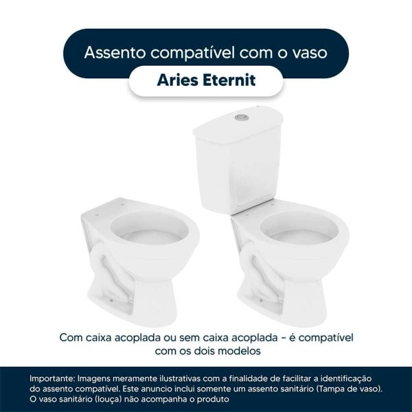 Encontraproduto.com.br - Tampa de Vaso Sanitário Poliéster com Amortecedor Aries Bege Claro para bacia Eternit