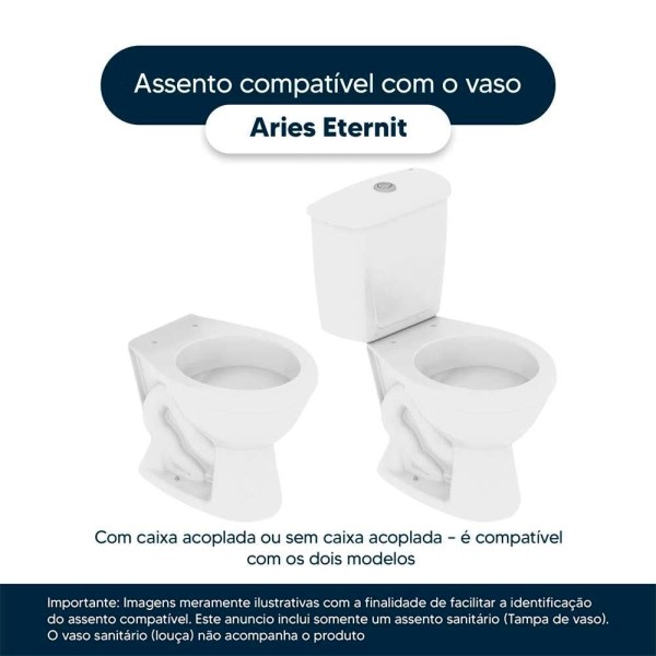 Encontraproduto.com.br - Tampa de Vaso Sanitário Poliéster com Amortecedor Aries Bege Claro para bacia Eternit