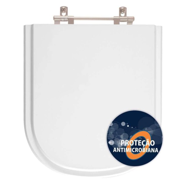 Tampa de Privada Poliéster Anti Bactéria Flox Branco para louça Fiori 6lpf