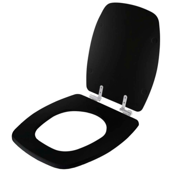 Encontraproduto.com.br - Assento Sanitário Poliéster Fechamento Lento Primula Plus Preto para vaso Fiori