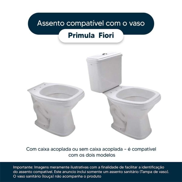 Encontraproduto.com.br - Assento Sanitário Poliéster Fechamento Lento Primula Plus Preto para vaso Fiori