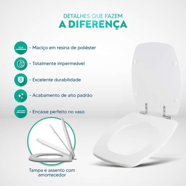 Encontraproduto.com.br - Assento Sanitário Poliéster Fechamento Lento Primula Plus Preto para vaso Fiori