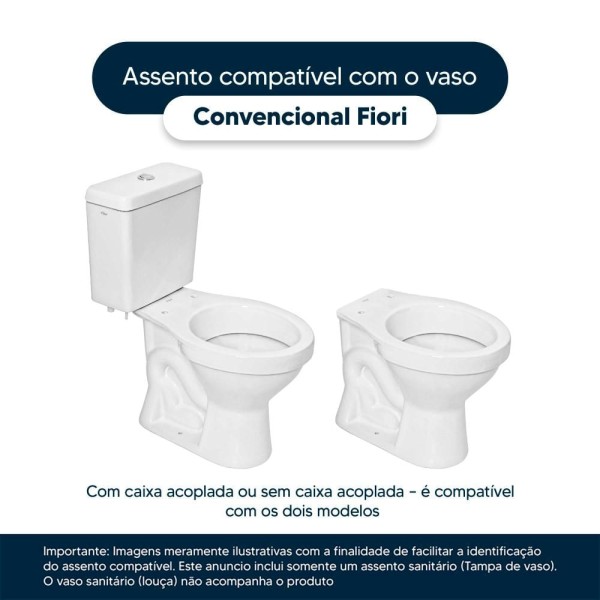 Encontraproduto.com.br - Assento Sanitário Poliester Soft Close Fiori Cinza Claro para vaso Fiori 6lpf