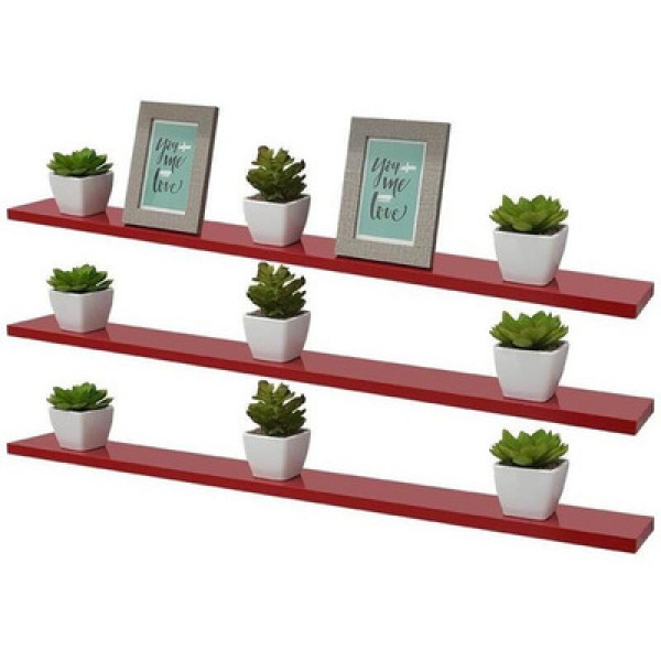 Encontraproduto.com.br - Prateleira U 70 x 15cm Vermelha Suporte Invisível