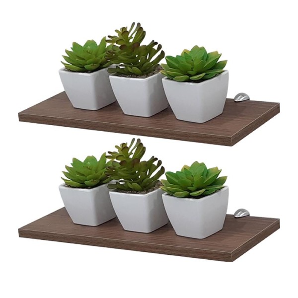 Kit 2 Prateleiras 60 x 15cm Nogal Com Suporte Tucano