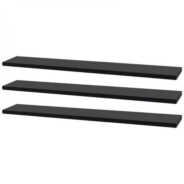 Kit 3 Prateleiras 60 X 15cm Preta com Suporte Invisível